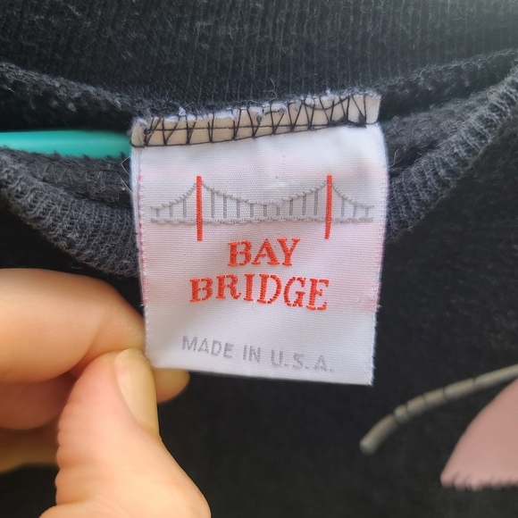 Vintage 80's black cat face sweatshirt t-shirt - M - Picture 3 of 5